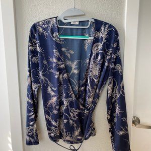 Aritzia LittleMoon Wrap Top (Blue/XSmall)
